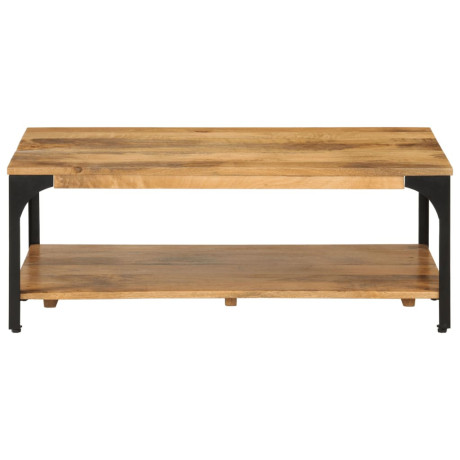 vidaXL Salontafel 2-laags 100x55x38 cm massief mangohout en staal afbeelding2 - 1