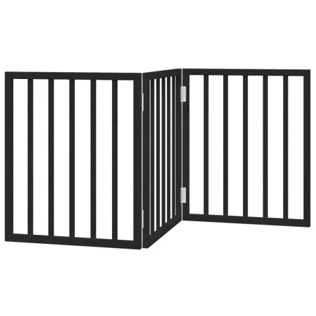 vidaXL Hondenhek inklapbaar 3 panelen 150 cm populierenhout zwart afbeelding2 - 1