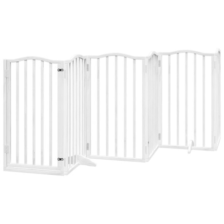 vidaXL Hondenhek inklapbaar met deur 6 panelen 300 cm populierhout wit afbeelding2 - 1