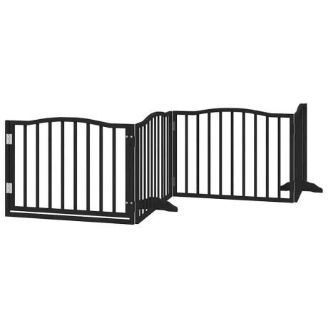 vidaXL Hondenhek met deur opvouwbaar 4 panelen zwart 320 cm populierenhout afbeelding2 - 1