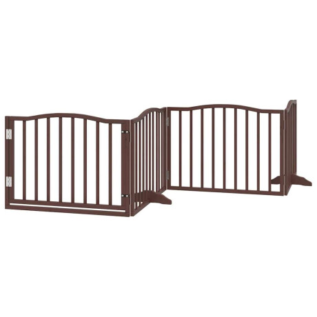 vidaXL Hondenhek inklapbaar 4 panelen 320cm populierenhout bruin eiken afbeelding2 - 1