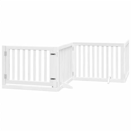 vidaXL Hondenhek inklapbaar met deur 4 panelen 320 cm populierhout wit afbeelding2 - 1