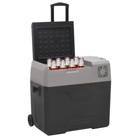 vidaXL Koelbox met wielen en adapter 30 L polypropeen zwart en grijs afbeelding2 - 1