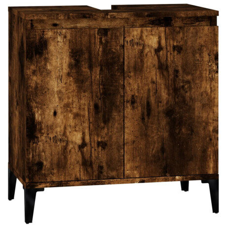 vidaXL Wastafelkast 58x33x60 cm bewerkt hout gerookt eikenkleurig afbeelding2 - 1