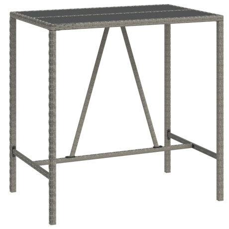 vidaXL Bartafel met glazen blad 110x70x110 cm poly rattan grijs afbeelding2 - 1