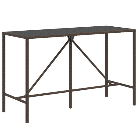 vidaXL Bartafel met glazen blad 180x70x110 cm poly rattan bruin afbeelding2 - 1