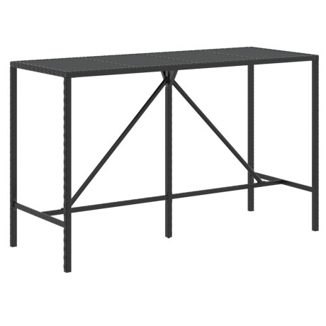 vidaXL Bartafel met glazen blad 180x70x110 cm poly rattan zwart afbeelding2 - 1