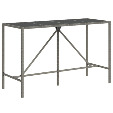 vidaXL Bartafel met glazen blad 180x70x110 cm poly rattan grijs afbeelding2 - 1