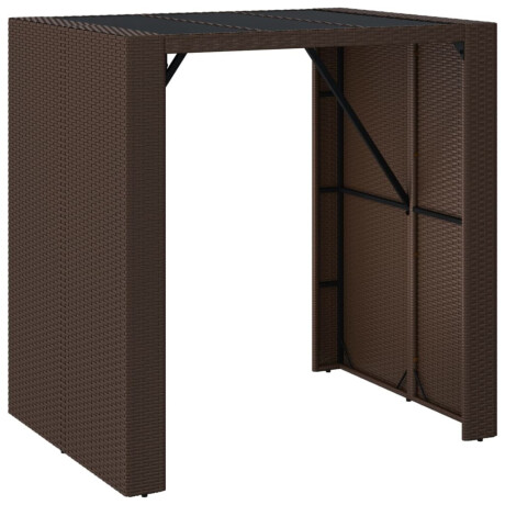 vidaXL Bartafel met glazen blad 105x80x110 cm poly rattan bruin afbeelding2 - 1