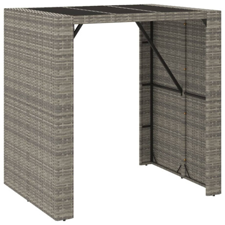 vidaXL Bartafel met glazen blad 105x80x110 cm poly rattan grijs afbeelding2 - 1