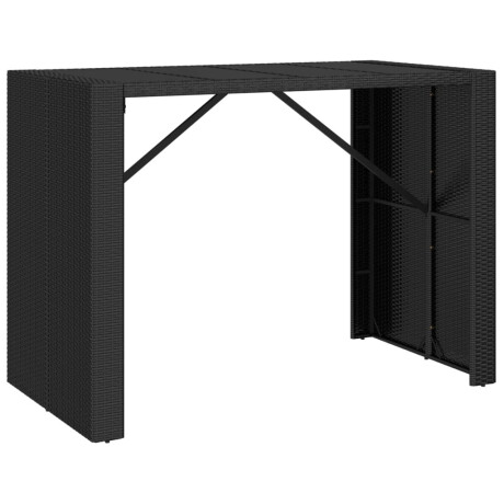 vidaXL Bartafel met glazen blad 145x80x110 cm poly rattan zwart afbeelding2 - 1