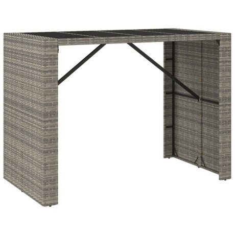 vidaXL Bartafel met glazen blad 145x80x110 cm poly rattan grijs afbeelding2 - 1