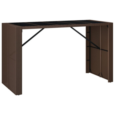 vidaXL Bartafel met glazen blad 185x80x110 cm poly rattan bruin afbeelding2 - 1