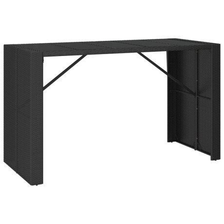 vidaXL Bartafel met glazen blad 185x80x110 cm poly rattan zwart afbeelding2 - 1