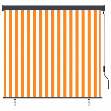 vidaXL Buiten Rolgordijn Gestreept Oranje en wit 180 x 250 cm Stof afbeelding2 - 1