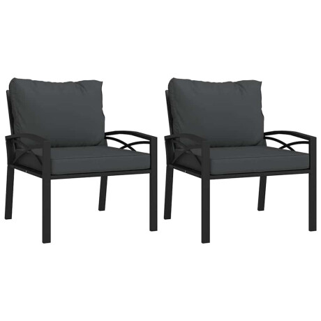 vidaXL Tuinstoelen met grijze kussens 2 st 68x76x79 cm staal afbeelding2 - 1