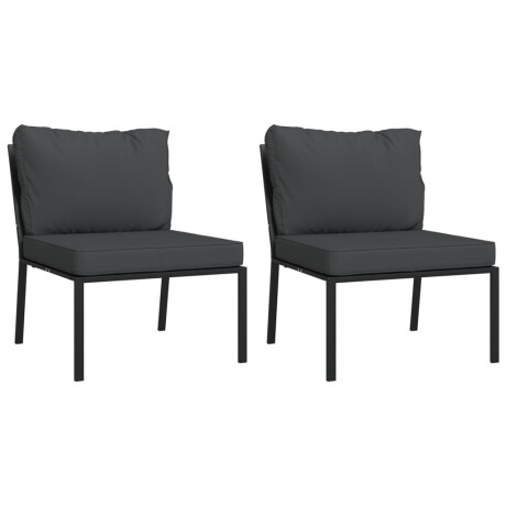 vidaXL Tuinstoelen met grijze kussens 2 st 60x74x79 cm staal afbeelding2 - 1