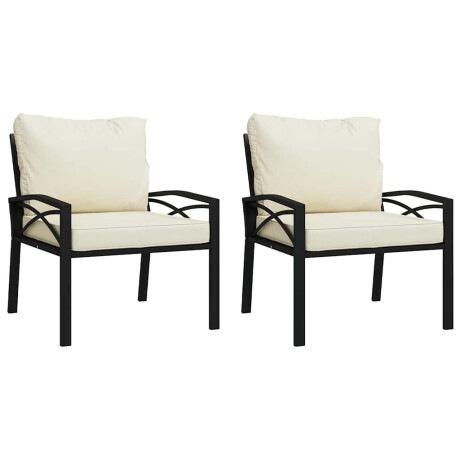 vidaXL Tuinstoelen met zandkleurige kussens 2 st 68x76x79 cm staal afbeelding2 - 1