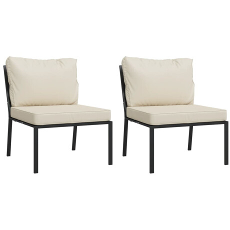 vidaXL Tuinstoelen met zandkleurige kussens 2 st 60x74x79 cm staal afbeelding2 - 1