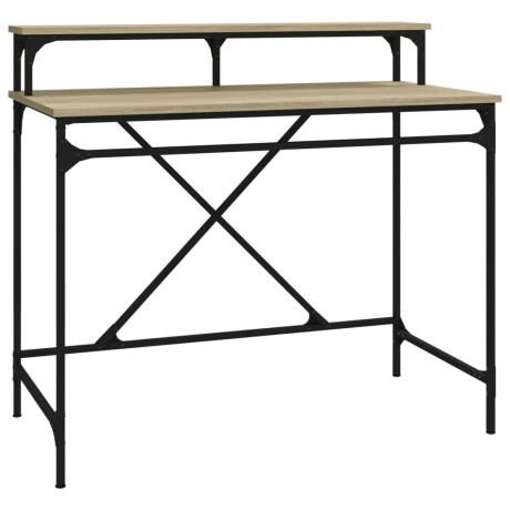 vidaXL Bureau 100x50x90 cm bewerkt hout en ijzer sonoma eikenkleur afbeelding2 - 1