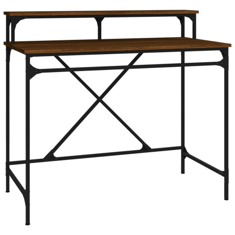 vidaXL Bureau 100x50x90 cm bewerkt hout en ijzer bruin eikenkleur afbeelding2 - 1