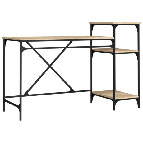 vidaXL Bureau schappen 135x50x90 bewerkt hout en ijzer sonoma eiken afbeelding2 - 1