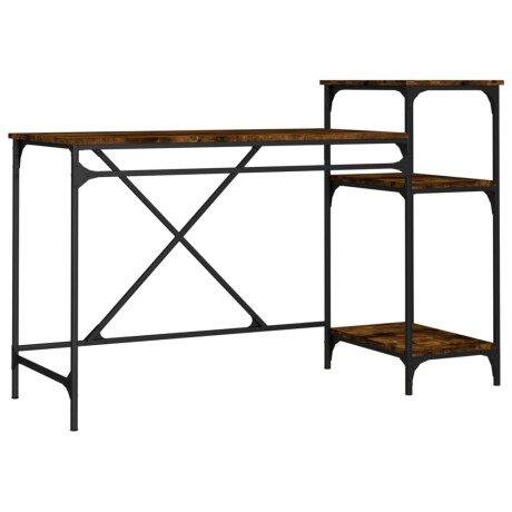 vidaXL Bureau 135x50x90 cm bewerkt hout en ijzer gerookt eikenkleurig afbeelding2 - 1