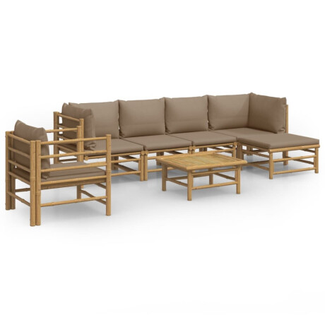 vidaXL 7-delige Loungeset met kussens bamboe taupe afbeelding2 - 1