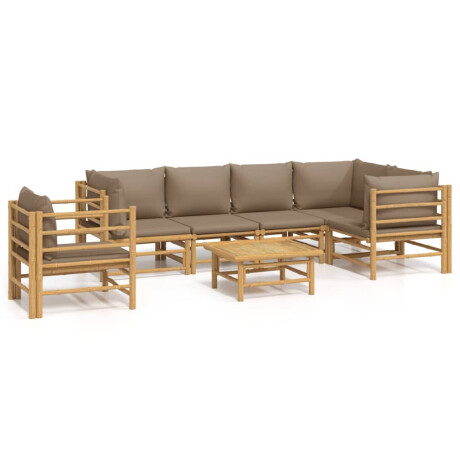 vidaXL 7-delige Loungeset met kussens bamboe taupe afbeelding2 - 1