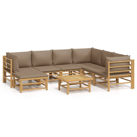vidaXL 8-delige Loungeset met kussens bamboe taupe afbeelding2 - 1