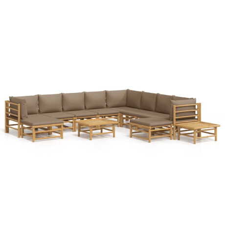vidaXL 12-delige Loungeset met kussens bamboe taupe afbeelding2 - 1