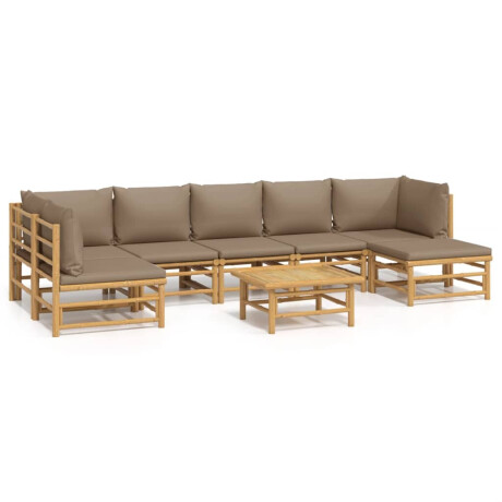 vidaXL 8-delige Loungeset met kussens bamboe taupe afbeelding2 - 1