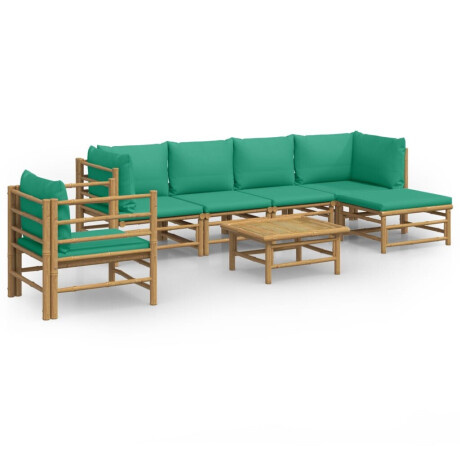 vidaXL 7-delige Loungeset met kussens bamboe groen afbeelding2 - 1