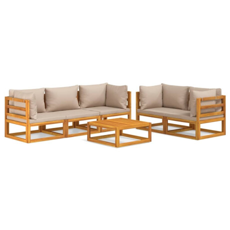 vidaXL 6-delige Loungeset met taupe kussens massief hout afbeelding2 - 1