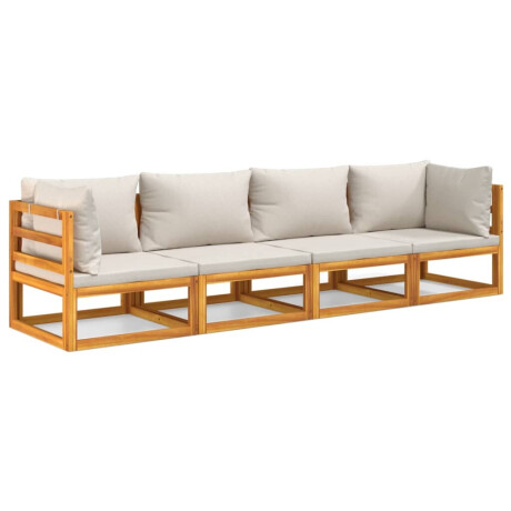vidaXL 4-delige Loungeset met lichtgrijze kussens massief hout afbeelding2 - 1