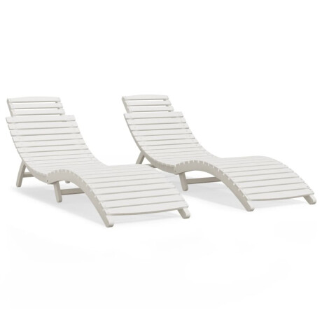 vidaXL Ligbedden 2 st 184x55x64 cm massief acaciahout wit afbeelding2 - 1