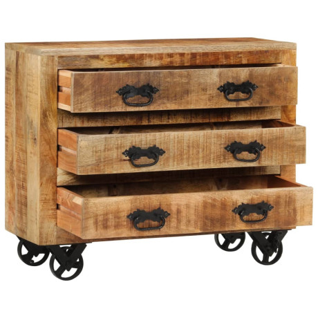 vidaXL Dressoir met 3 lades 80x30x65 cm massief ruw mangohout afbeelding2 - 1