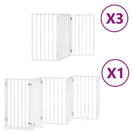 vidaXL Hondenhek inklapbaar met deur 15 panelen 750cm populierhout wit afbeelding2 - 1
