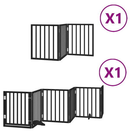 vidaXL Hondenhek inklapbaar 9 panelen 450 cm populierenhout zwart afbeelding2 - 1