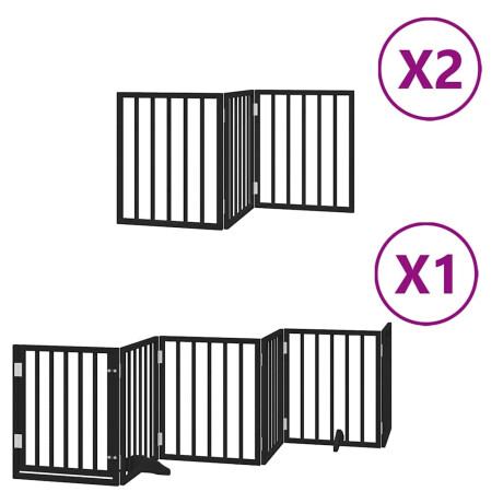 vidaXL Hondenhek inklapbaar 12 panelen 600 cm populierenhout zwart afbeelding2 - 1