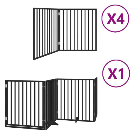 vidaXL Hondenhek inklapbaar 12 panelen 960 cm populierenhout zwart afbeelding2 - 1