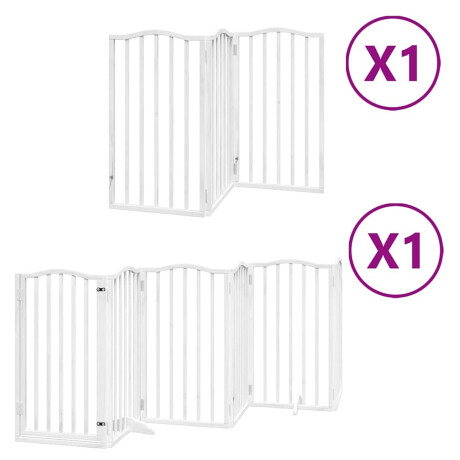 vidaXL Hondenhek inklapbaar met deur 9 panelen 450 cm populierhout wit afbeelding2 - 1