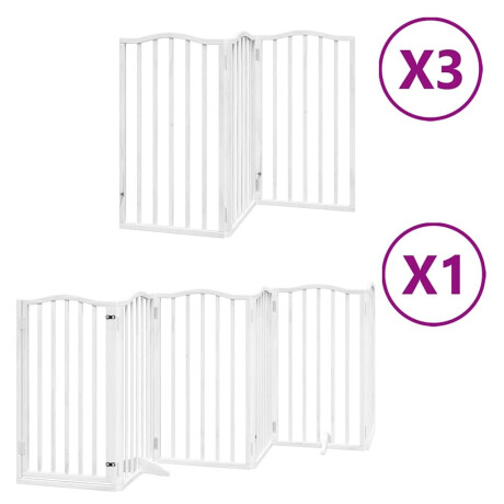 vidaXL Hondenhek inklapbaar met deur 15 panelen 750cm populierhout wit afbeelding2 - 1