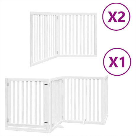 vidaXL Hondenhek inklapbaar met deur 8 panelen 640 cm populierhout wit afbeelding2 - 1