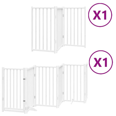 vidaXL Hondenhek inklapbaar met deur 9 panelen 450 cm populierhout wit afbeelding2 - 1
