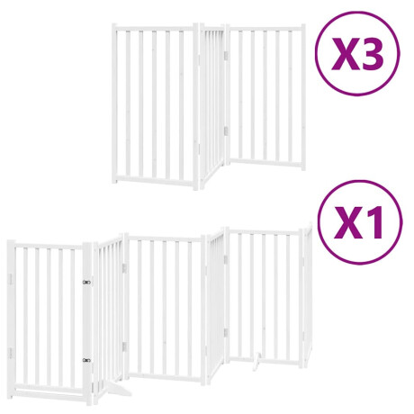 vidaXL Hondenhek inklapbaar met deur 15 panelen 750cm populierhout wit afbeelding2 - 1