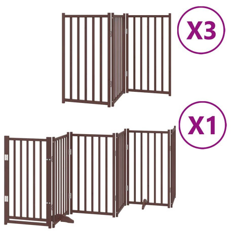 vidaXL Hondenhek inklapbaar 15 panelen 750 cm populierenhout bruin afbeelding2 - 1