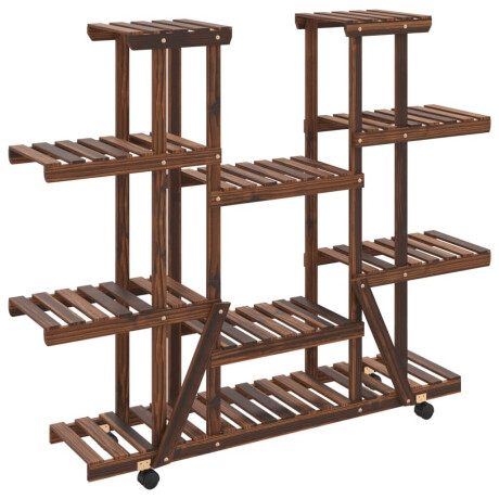 vidaXL Plantenstandaard met wielen 110x25x115 cm massief vurenhout afbeelding2 - 1