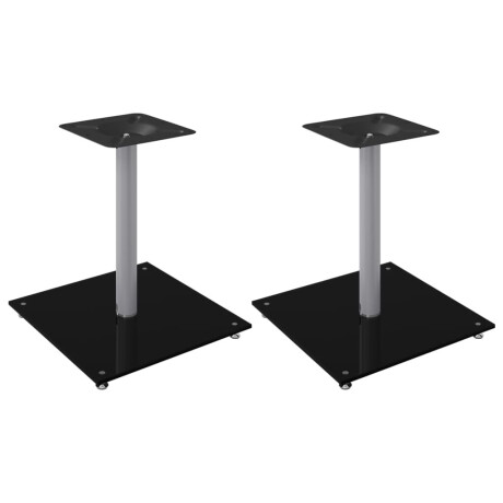 vidaXL Luidsprekerstandaards 2 st 1 pijler gehard glas zwart en zilver afbeelding2 - 1