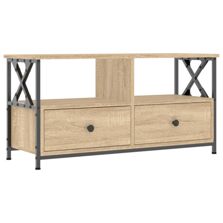 vidaXL Tv-meubel 90x33x45 cm bewerkt hout en ijzer sonoma eikenkleur afbeelding2 - 1